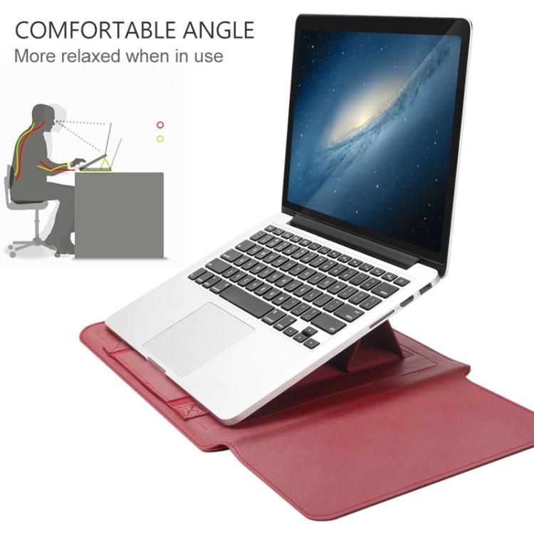 Bộ túi lót laptop da PU chống nước đa năng 4 trong 1 có tay cầm, giá đỡ và ngăn đựng bút + 2 cuộn dây + túi chuột + túi sạc cho laptop 13 / 14 inch, 13 / 14 inch