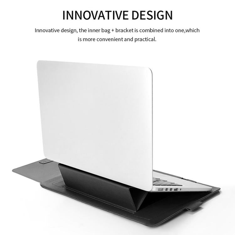 Bộ túi lót laptop da PU chống nước đa năng 4 trong 1 có tay cầm, giá đỡ và ngăn đựng bút + 2 cuộn dây + túi chuột + túi sạc cho laptop 13 / 14 inch, 13 / 14 inch
