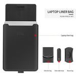 Túi Lót Laptop Da PU Chống Nước Đa Năng 4 trong 1 Có Tay Cầm & Giá Đỡ & Giá Đựng Bút + 2 Cuộn Dây + Túi Chuột + Túi Sạc Cho Laptop 15 inch, 15 inch