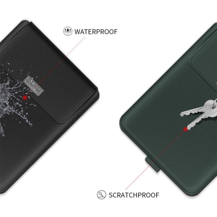 Túi Lót Laptop Da PU Chống Nước Đa Năng 4 trong 1 Có Tay Cầm & Giá Đỡ & Giá Đựng Bút + 2 Cuộn Dây + Túi Chuột + Túi Sạc Cho Laptop 15 inch, 15 inch