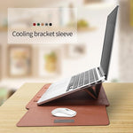 Túi Lót Laptop Da PU Chống Nước Đa Năng 4 trong 1 Có Tay Cầm & Giá Đỡ & Giá Đựng Bút + 2 Cuộn Dây + Túi Chuột + Túi Sạc Cho Laptop 15 inch, 15 inch