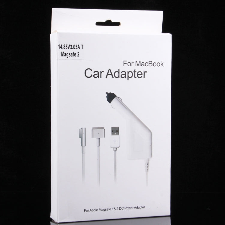 Sạc xe hơi MagSafe 2 kiểu T 5 chân 45W 14.85V 3.05A với 1 cổng USB cho Apple Macbook A1466 / A1436 / A1465 / A1435 / MD224 / MD231 / MD761 / MD711, chiều dài: 1.7m, 45W 14.85V 3.05A