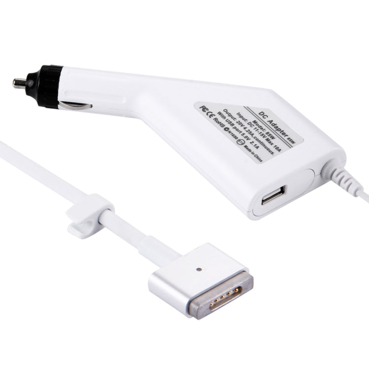 Sạc xe hơi 85W 20V 4.25A 5 chân kiểu T MagSafe 2 với 1 cổng USB cho Apple Macbook A1398 / A1424 / MC975 / MC976 / ME664 / ME665, Chiều dài: 1.7m, 85W 20V 4.25A