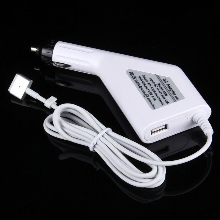 Sạc xe hơi 85W 20V 4.25A 5 chân kiểu T MagSafe 2 với 1 cổng USB cho Apple Macbook A1398 / A1424 / MC975 / MC976 / ME664 / ME665, Chiều dài: 1.7m, 85W 20V 4.25A
