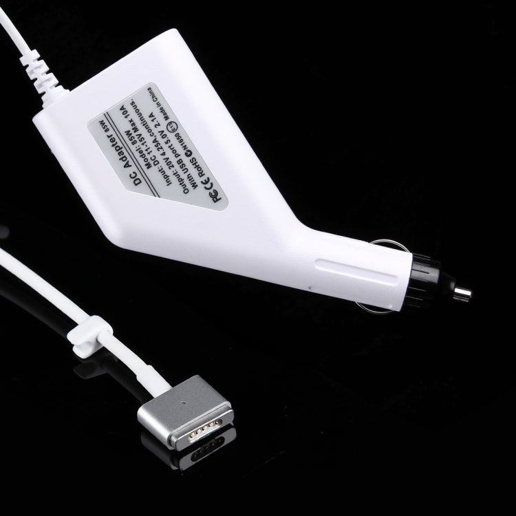 Sạc xe hơi 85W 20V 4.25A 5 chân kiểu T MagSafe 2 với 1 cổng USB cho Apple Macbook A1398 / A1424 / MC975 / MC976 / ME664 / ME665, Chiều dài: 1.7m, 85W 20V 4.25A