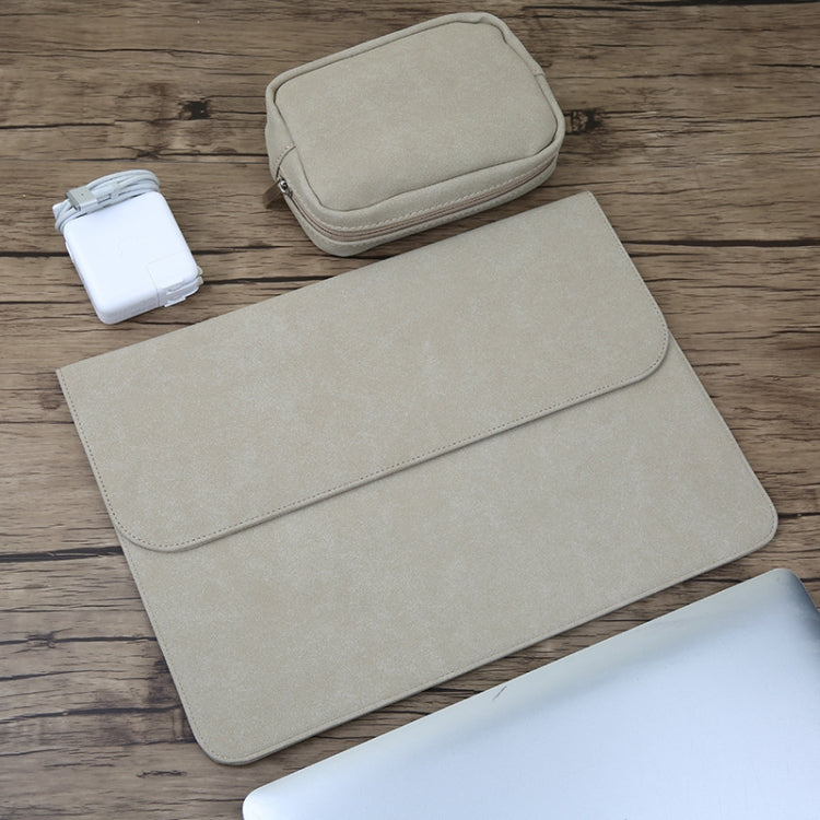 Túi da mờ ngang 2 trong 1 cho laptop + túi đựng nguồn cho MacBook Air 13.3 inch A1466 (2012 - 2017) / A1369 (2010 - 2012), MacBook Air 13.3 inch A1466 (2012 - 2017) / A1369 (2010 - 2012)