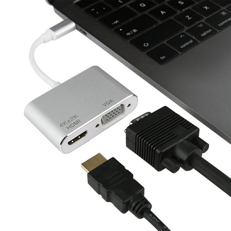 Bộ chuyển đổi đa chức năng 4 trong 1 USB / Type-C sang 4K HDMI + VGA + USB 3.0