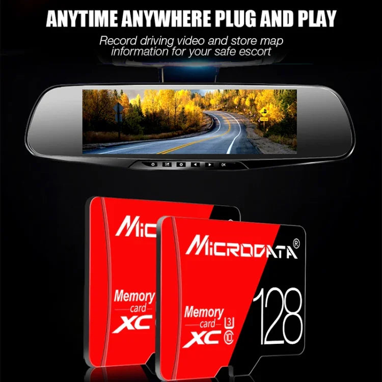 Thẻ nhớ TF (Micro SD) đỏ đen tốc độ cao U3 MICRODATA 128GB, 128GB