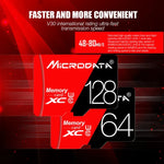 Thẻ nhớ TF (Micro SD) đỏ đen tốc độ cao U3 MICRODATA 128GB, 128GB