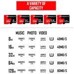 Thẻ nhớ TF (Micro SD) đỏ đen U3 MICRODATA 128GB, 128GB