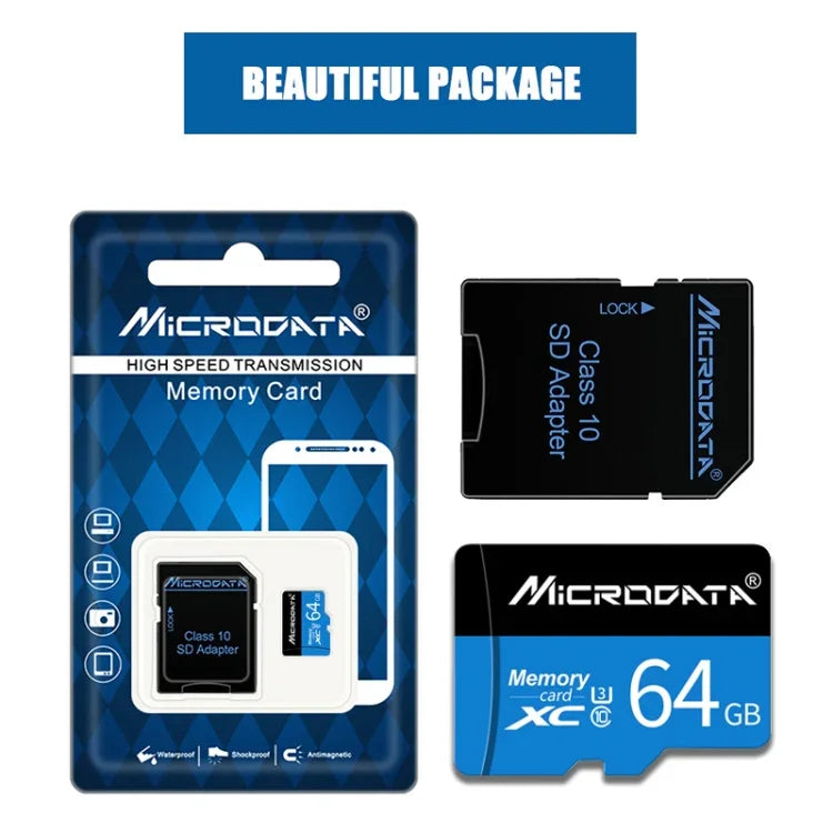 Thẻ nhớ MICRODATA 64GB U3 màu xanh dương và đen TF (Micro SD), 64GB