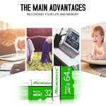 Thẻ nhớ MICRODATA 8GB U1 màu xanh lá và trắng TF (Micro SD), 8GB