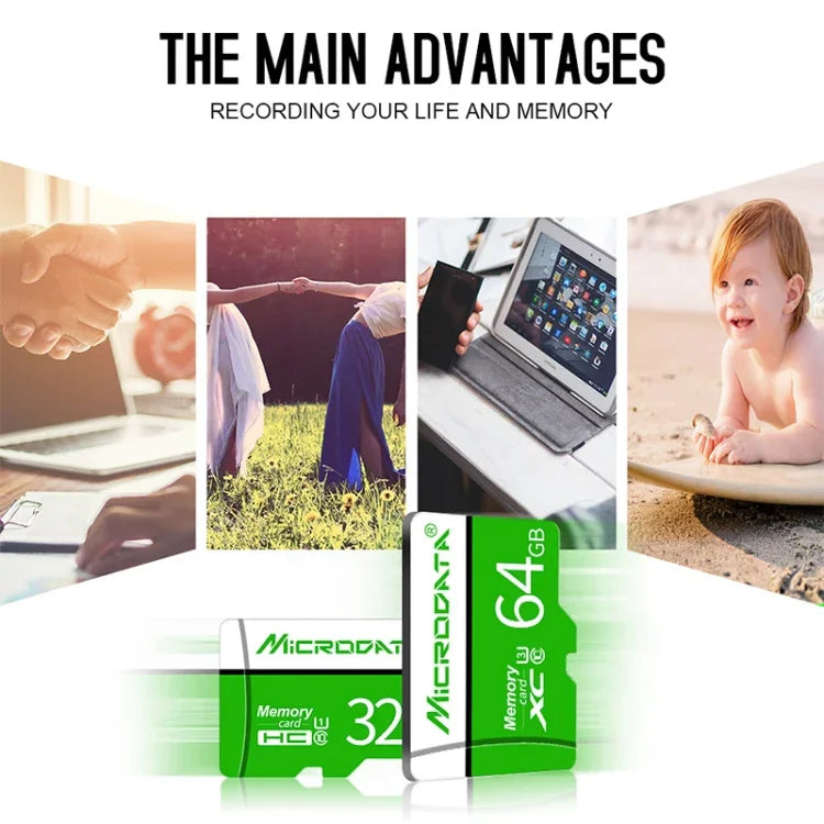 Thẻ nhớ MICRODATA 8GB U1 màu xanh lá và trắng TF (Micro SD), 8GB