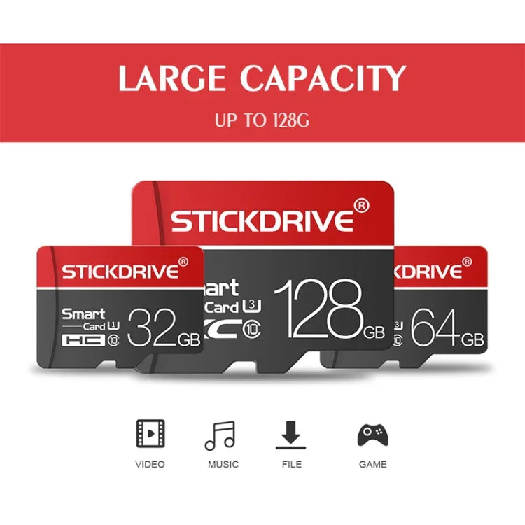 Thẻ nhớ STICKDRIVE 128GB U3 màu trắng viền đỏ và đen TF (Micro SD), 128GB
