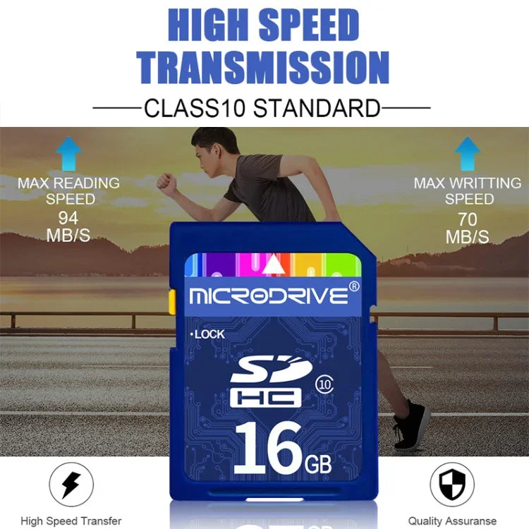 Thẻ nhớ Microdrive 16GB tốc độ cao lớp 10 SD cho tất cả thiết bị kỹ thuật số có khe cắm thẻ SD, 16GB