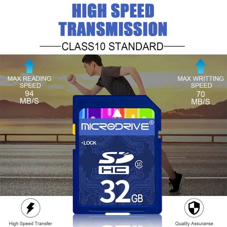 Thẻ nhớ Microdrive 32GB tốc độ cao lớp 10 SD cho tất cả thiết bị kỹ thuật số có khe cắm thẻ SD, 32GB