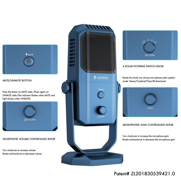 Micro Thu Âm Studio Đa Chức Năng Yanmai SF-900 Bốn Hướng Có Chân Đế Bàn