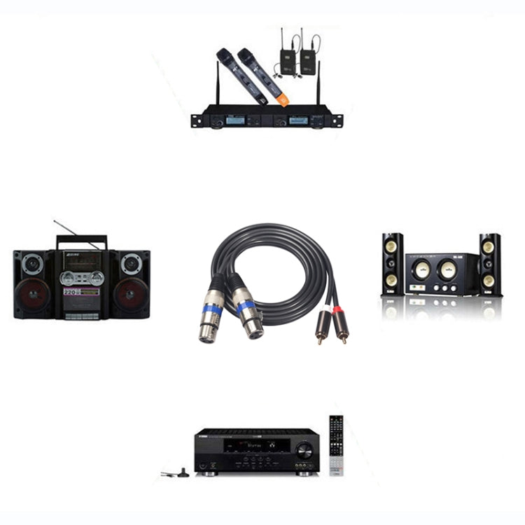 Dây âm thanh 2 đầu RCA đực sang 2 đầu XLR 3 chân cái, chiều dài: 1.5m, 366156-15 2 RCA Male to 2 XLR 3 Pin Female