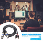Dây âm thanh 2 đầu RCA đực sang 2 đầu XLR 3 chân cái, chiều dài: 1.5m, 366156-15 2 RCA Male to 2 XLR 3 Pin Female