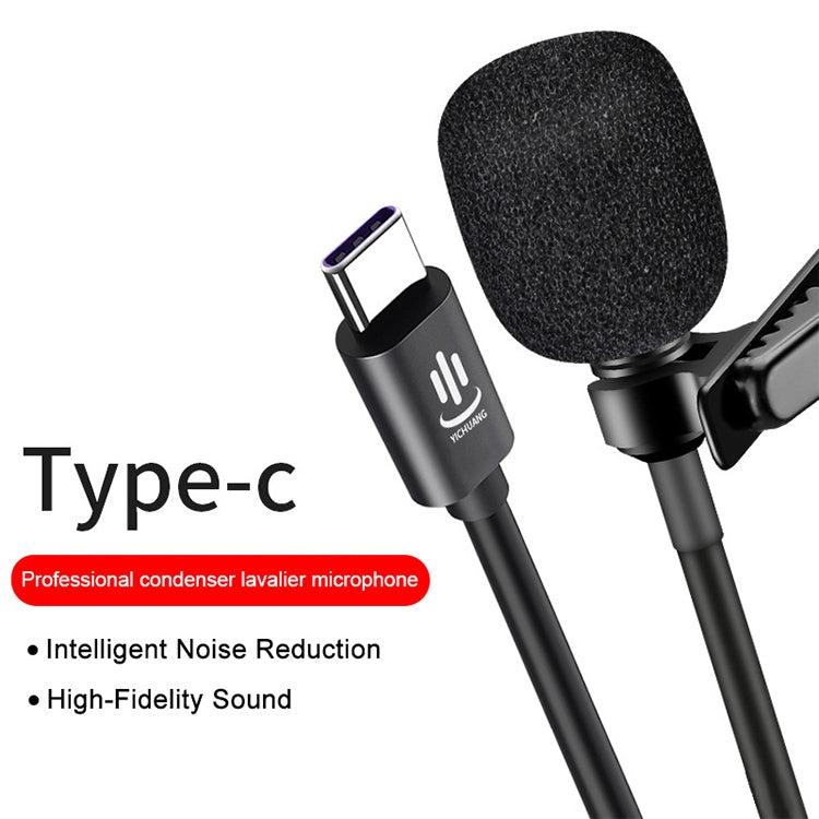 Micro lavalier tụ điện giảm tiếng ồn thông minh YICHUANG YC-LM10 USB-C / Type-C, chiều dài cáp: 1.5m, YC-LM10