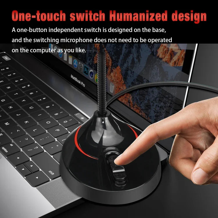 Microphone máy tính USB uốn cong 360 độ không cần driver HXSJ F12, chiều dài cáp: 2.2m