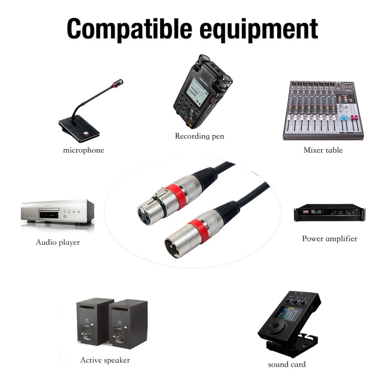 Dây cáp micro chống nhiễu 3 chân XLR đực sang XLR cái dài 1m, màu đỏ