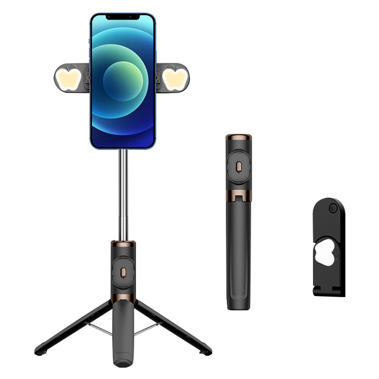 Gậy tự sướng chân máy điều khiển từ xa Bluetooth với đèn chiếu sáng kép, Đèn chiếu sáng kép (Đen), Đèn chiếu sáng kép (Xanh lá), Đèn chiếu sáng kép (Đỏ), Đèn chiếu sáng kép (Vàng)