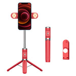 Gậy tự sướng chân máy điều khiển từ xa Bluetooth với đèn chiếu sáng kép, Đèn chiếu sáng kép (Đen), Đèn chiếu sáng kép (Xanh lá), Đèn chiếu sáng kép (Đỏ), Đèn chiếu sáng kép (Vàng)