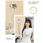 Gậy tự sướng chân máy điều khiển từ xa Bluetooth với đèn chiếu sáng kép, Đèn chiếu sáng kép (Đen), Đèn chiếu sáng kép (Xanh lá), Đèn chiếu sáng kép (Đỏ), Đèn chiếu sáng kép (Vàng)