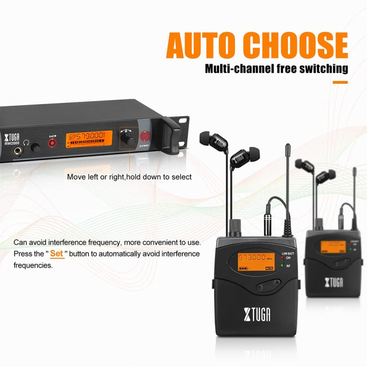 Hệ thống giám sát tai nghe không dây UHF sân khấu XTUGA RW2080, Bộ thu BodyPack đơn RW2080