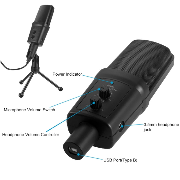Yanmai SF-970 Microphone thu âm tụ điện chuyên nghiệp kèm giá đỡ tripod & cáp USB, Dài cáp: 1.8m