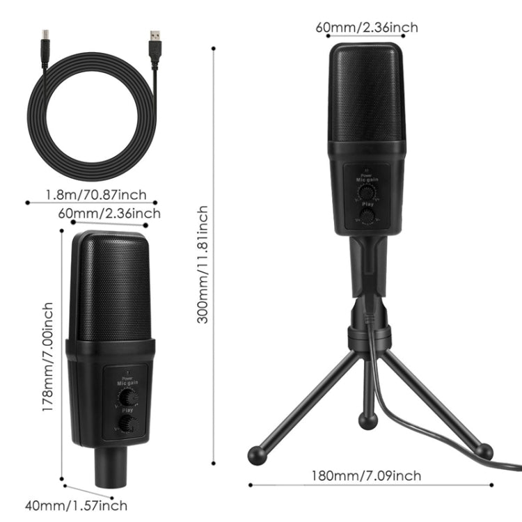 Yanmai SF-970 Microphone thu âm tụ điện chuyên nghiệp kèm giá đỡ tripod & cáp USB, Dài cáp: 1.8m