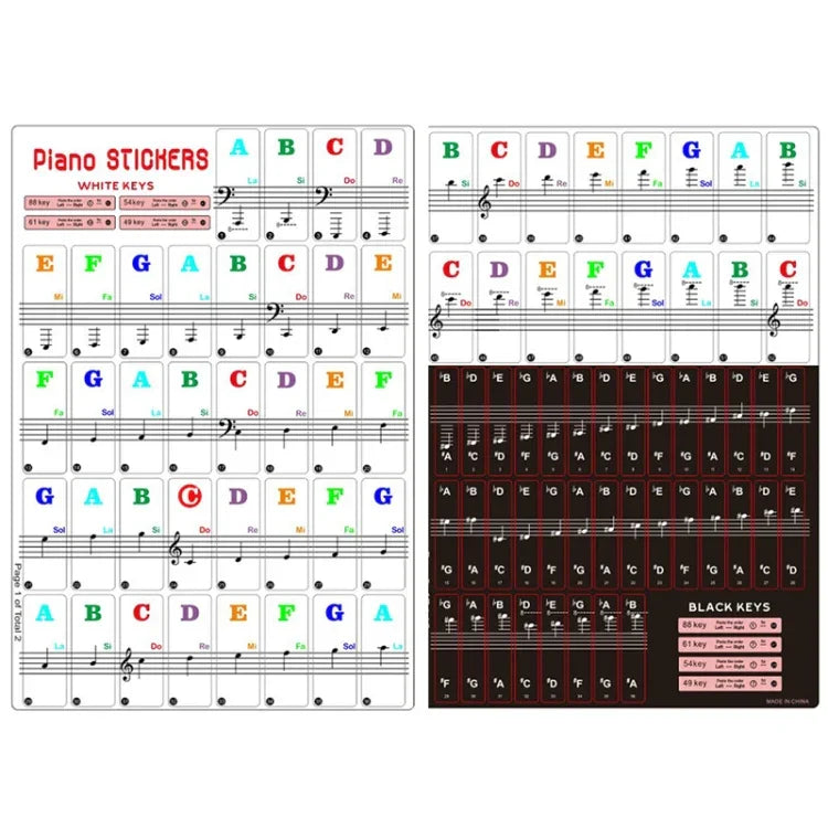 2 Miếng Dán Trong Suốt Thang Âm Nhạc Cho Bàn Phím Piano Điện Tử 88 / 61 / 54 / 49 Phím, 2 Miếng Dán Thang Âm Nhạc Trong Suốt