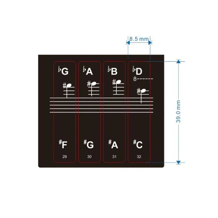 2 Miếng Dán Trong Suốt Thang Âm Nhạc Cho Bàn Phím Piano Điện Tử 88 / 61 / 54 / 49 Phím, 2 Miếng Dán Thang Âm Nhạc Trong Suốt
