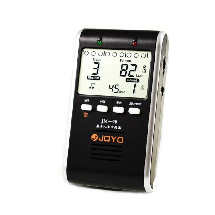 Máy đếm nhịp điện tử LED mini cầm tay JOYO JM-90 có thể sạc lại, kẹp gắn, bộ tạo âm, tuner cho guitar, violin, ukulele, JM-90 (Đen), JM-90 (Trắng)
