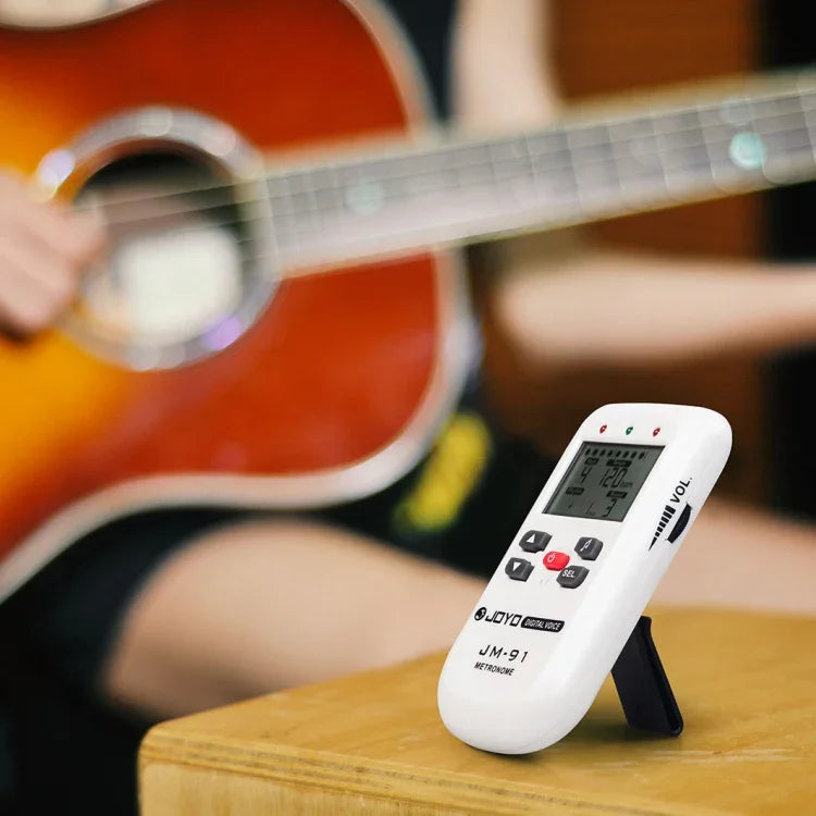 Máy đếm nhịp điện tử đa chức năng mini cầm tay JOYO JM-91 bộ tạo âm, tuner cho guitar, violin, ukulele, JM-91 (Trắng)