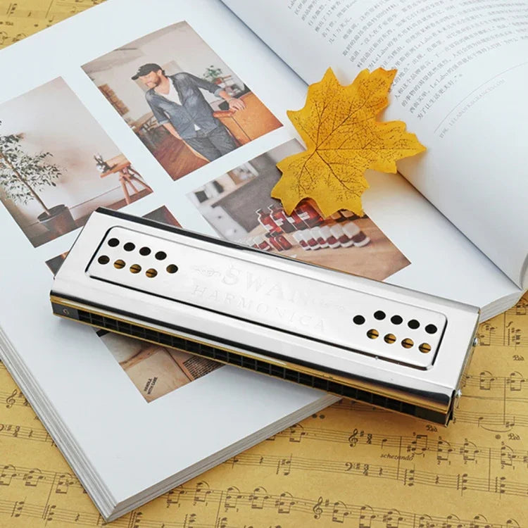 Harmonika đa âm 24 lỗ hai mặt Swan SW24-12A dành cho người mới bắt đầu, người lớn và trẻ em biểu diễn, SW24-12A harmonika đa âm 24 lỗ