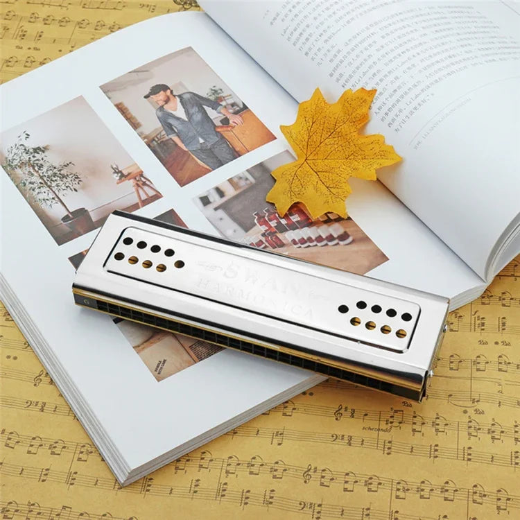 Harmonika đa âm 24 lỗ hai mặt Swan SW24-12A dành cho người mới bắt đầu, người lớn và trẻ em biểu diễn, SW24-12A harmonika đa âm 24 lỗ