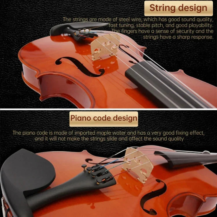 Đàn vi-ô-lông acoustic kích thước đầy đủ 4/4 làm thủ công bằng gỗ nguyên khối, Violin