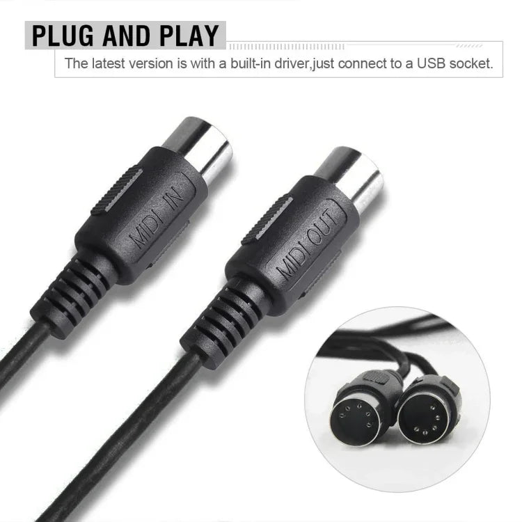 WERSI UM-18 USB MIDI Cable MidiPort Midi Cable Electric Piano Electronic Drum Music Editing Line, Length: 2m