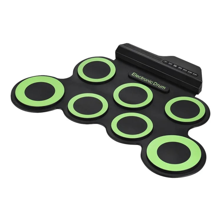 Trống điện tử USB cuộn tay bằng silicone di động, Trống điện tử USB (Đen), Trống điện tử (Xanh lá)