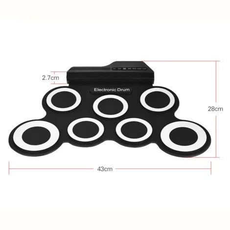 Trống điện tử USB cuộn tay bằng silicone di động, Trống điện tử USB (Đen), Trống điện tử (Xanh lá)