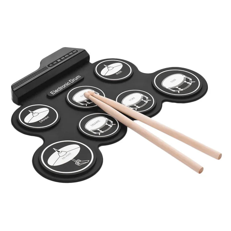 Trống điện tử USB cuộn tay bằng silicone di động, Phiên bản biểu tượng đen, Trống điện tử Phiên bản biểu tượng đen