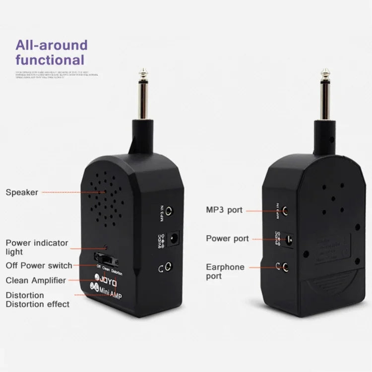 Ampli guitar mini công suất lớn JOYO JA-01 2W với loa bass điện tử và hiệu ứng méo tiếng, Hỗ trợ MP3 / Tai nghe, JA-01