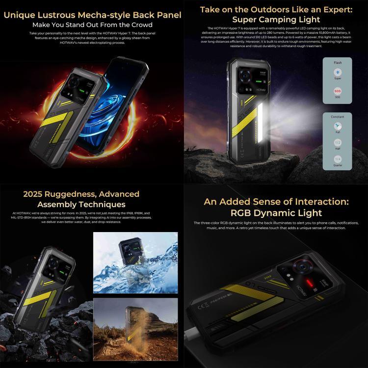 HOTWAV Hyper 7 Điện thoại bền, 8GB+256GB, 10800mAh, 6.6 inch Android 14 MediaTek Dimensity 7050 5G, Mạng: 5G, OTG, NFC