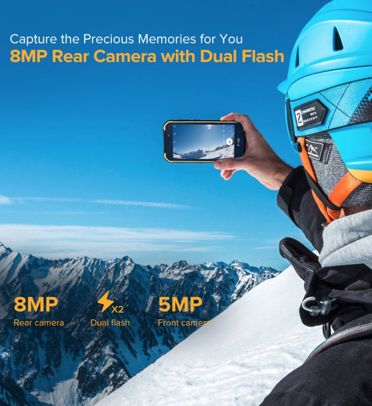Chống nước IP68/IP69K, chống bụi, chống sốc, nhận diện khuôn mặt, pin 4000mAh, màn hình 5.0 inch Android 9.0 MTK6580A/W Quad Core lên đến 1.3GHz, Mạng: 3G, Armor X6 2GB+16GB