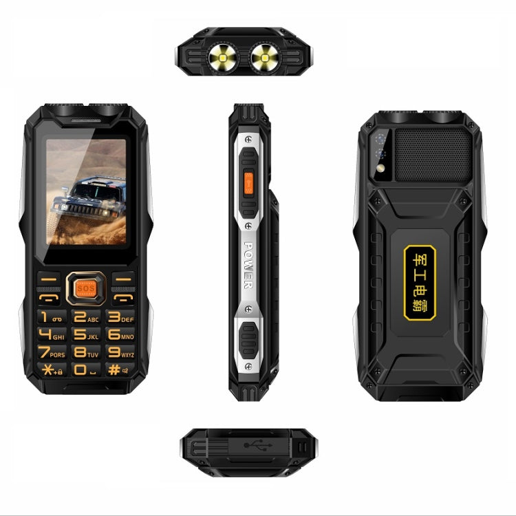 Chống nước, chống sốc, chống bụi, pin 16800mAh, màn hình 2.4 inch, 21 phím, Bluetooth, đèn pin LED, FM, SOS, Dual SIM, mạng: 2G, Q8 2G