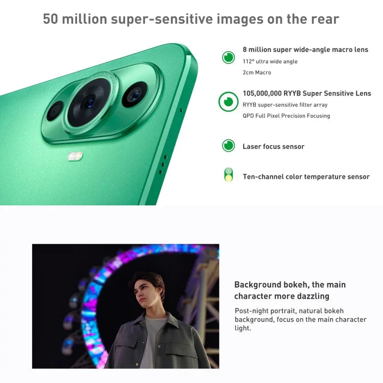 Hai camera sau, nhận diện vân tay trên màn hình, màn hình 6,7 inch HarmonyOS Qualcomm Snapdragon 778G 4G tám nhân lên đến 2,4GHz, Mạng: 4G, OTG, NFC, không hỗ trợ Google Play, nova 11 256GB