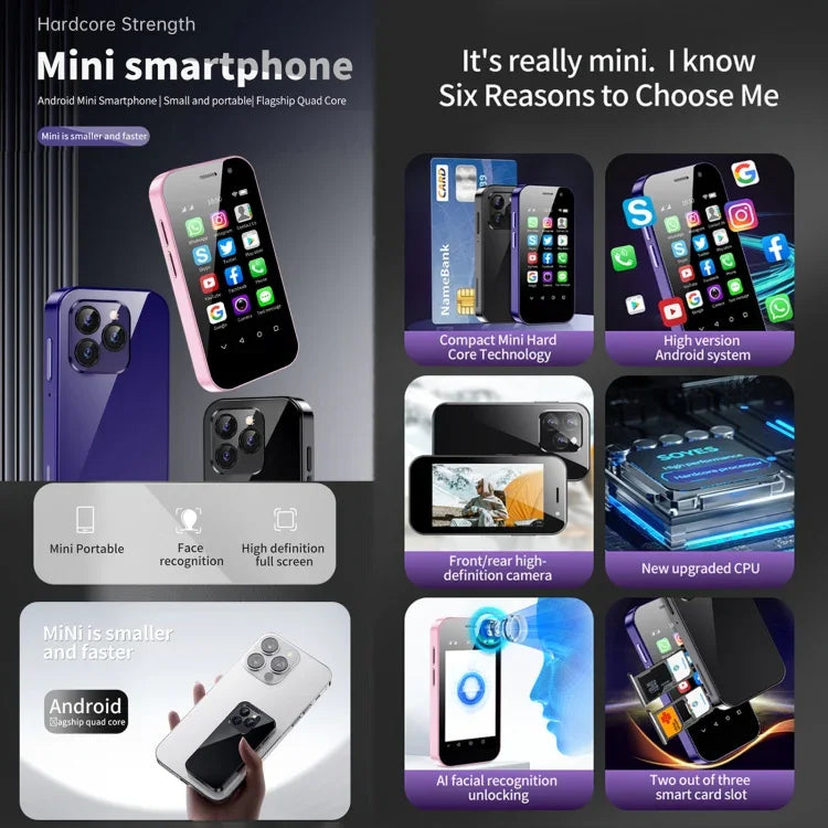 Nhận diện khuôn mặt, màn hình 3.0 inch Android 9.0 MTK6739CW Quad Core lên đến 1.28GHz, OTG, Mạng: 4G, Dual SIM, Hỗ trợ Google Play, 3GB+32GB