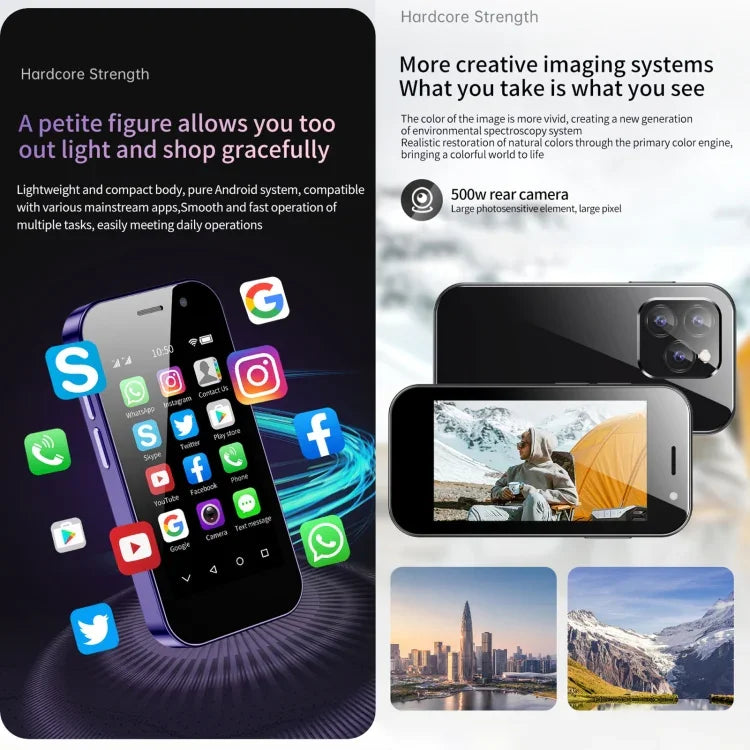 Nhận diện khuôn mặt, màn hình 3.0 inch Android 9.0 MTK6739CW Quad Core lên đến 1.28GHz, OTG, Mạng: 4G, Dual SIM, Hỗ trợ Google Play, 3GB+32GB